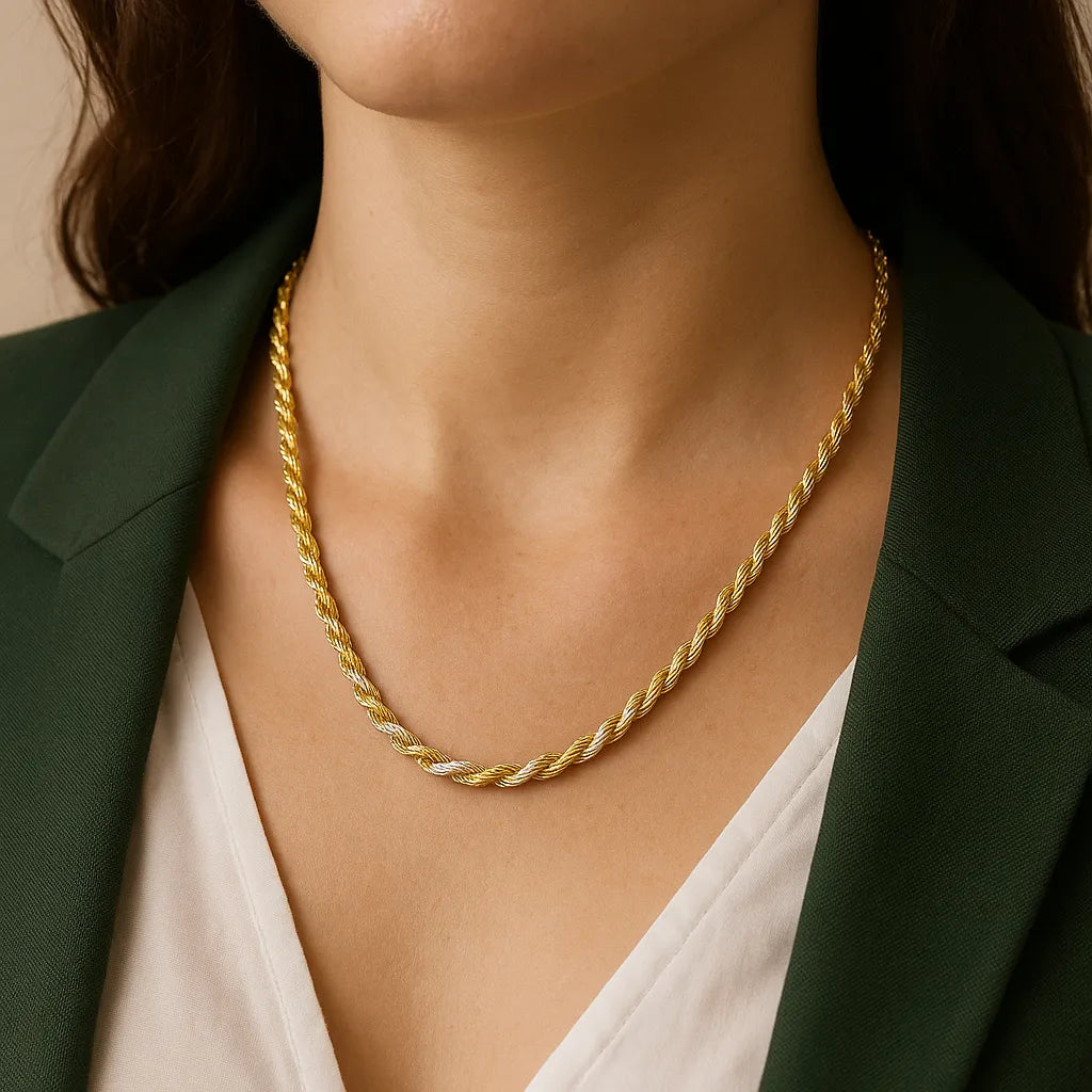 Colar Baiano Dourado e Prateado