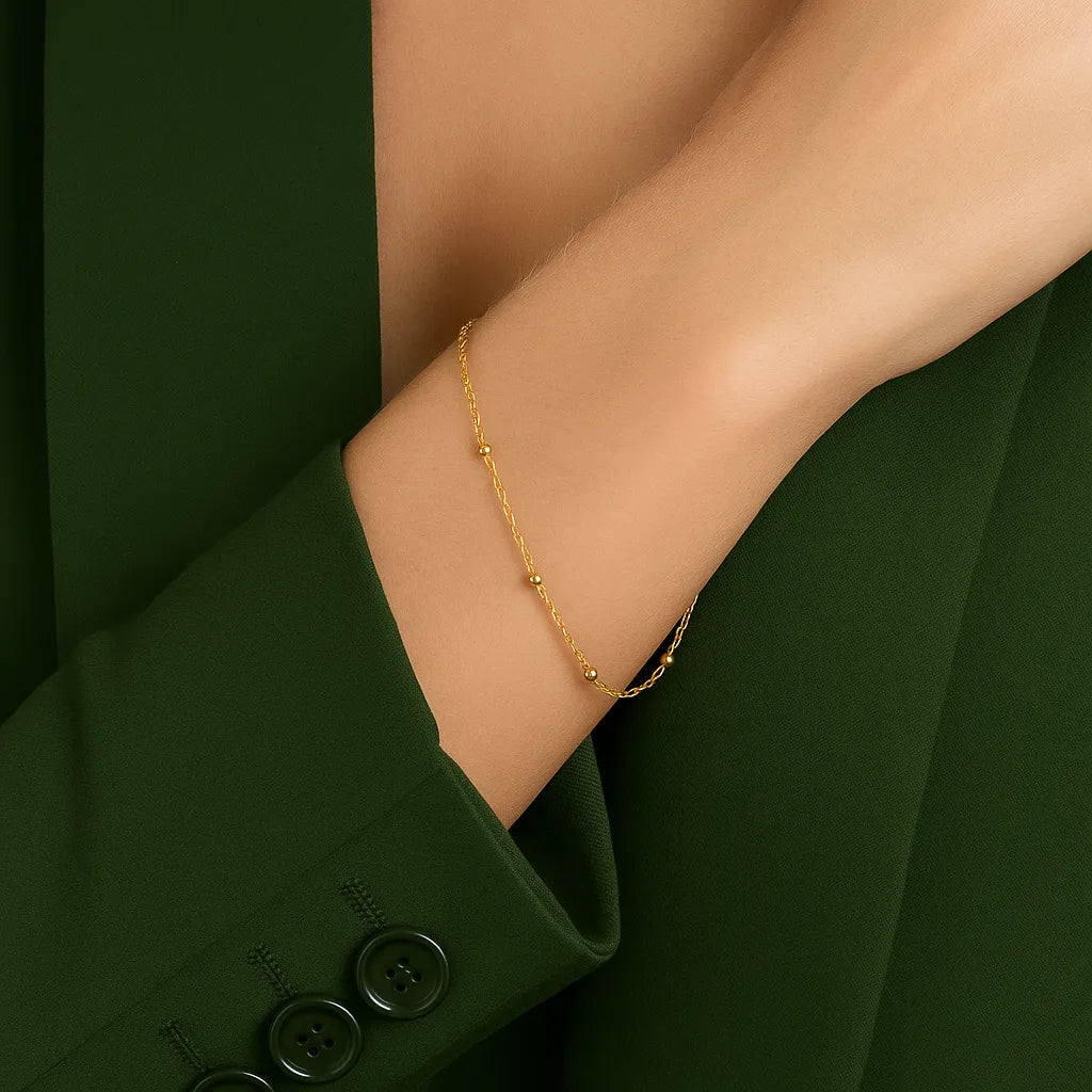 Pulseira Dourada de Bolinhas Delicada